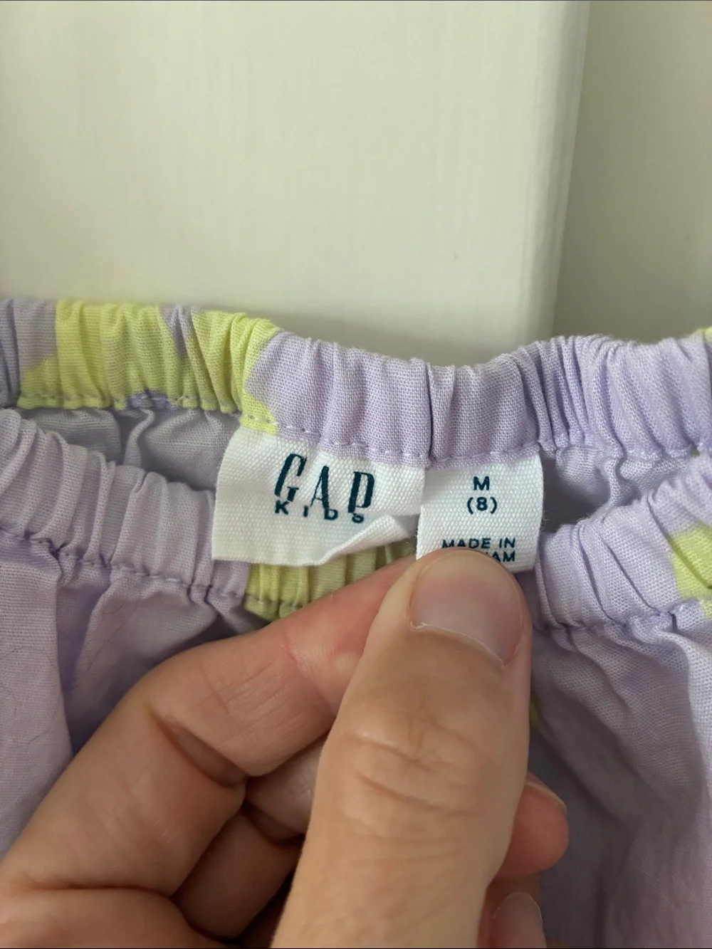 GAP Lilac Puff-Sleeve Crop Top with Yellow Floral Print